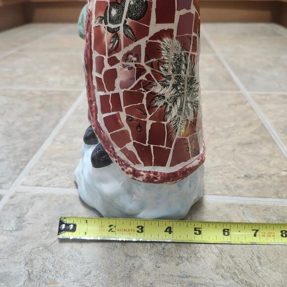 Vtg 14” Ceramic Santa Figurine Mosaic Christmas Holiday Decor Red Green Classic - Picture 7 of 12